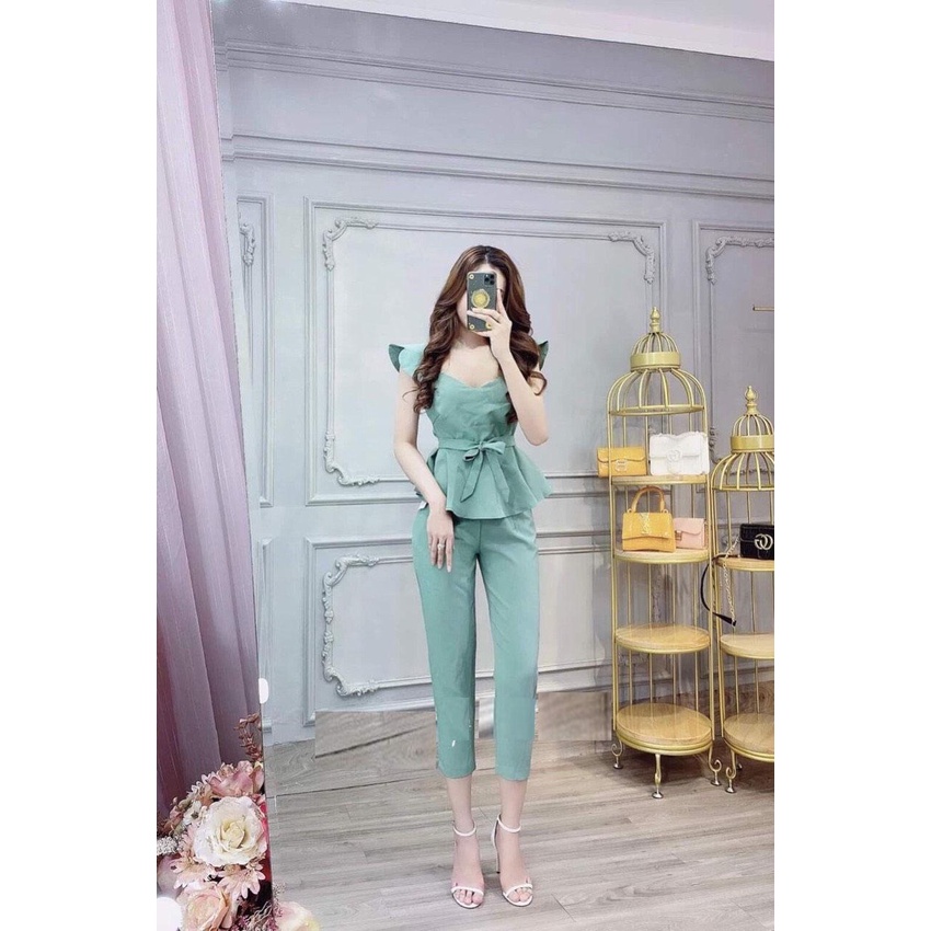 Set Bộ Thời Trang Mặc Nhà Quần Lửng Áo Tay Cánh Tiên