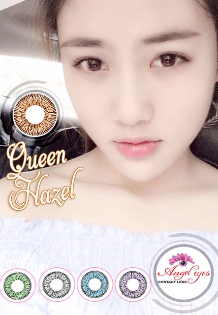 Lens nâu 0 đến 6 độ Queen hazel Hàn Quốc