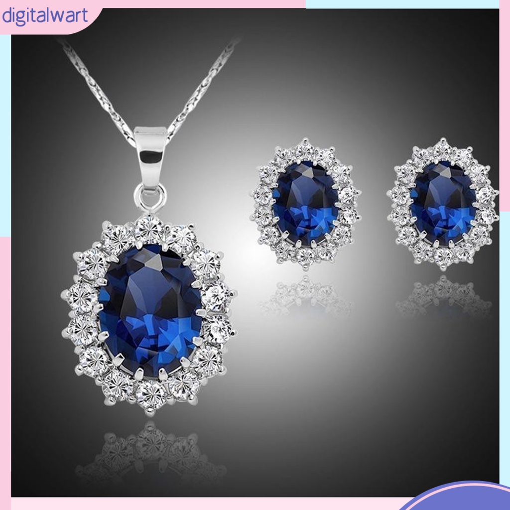 Bộ Nữ Trang Dây Chuyền Bông Tai đá kim cương nhân tạo thời trang