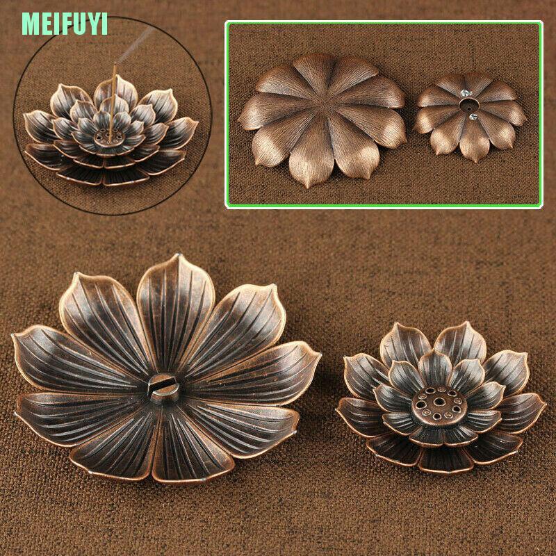 Đĩa cắm nhang hình hoa sen làm bằng hợp kim phong cách Phật Giáo