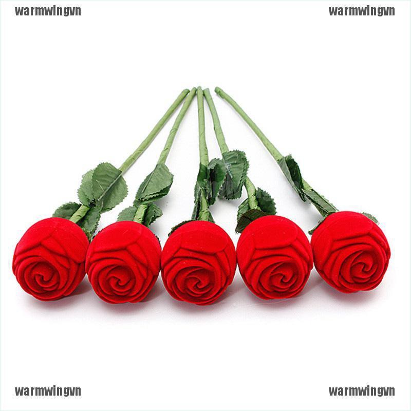 Hộp Đựng Nhẫn Đính Hôn Hình Hoa Hồng Đỏ Lãng Mạn Thời Trang