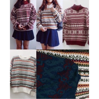 (Ảnh thật) Áo len hoạ tiết thổ cẩm Vintage cực đẹp - 2hand