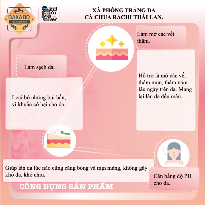 XÀ PHÒNG DƯỠNG TRẮNG DA CÀ CHUA RACHI 70GR - NỘI ĐẠI THÁI LAN