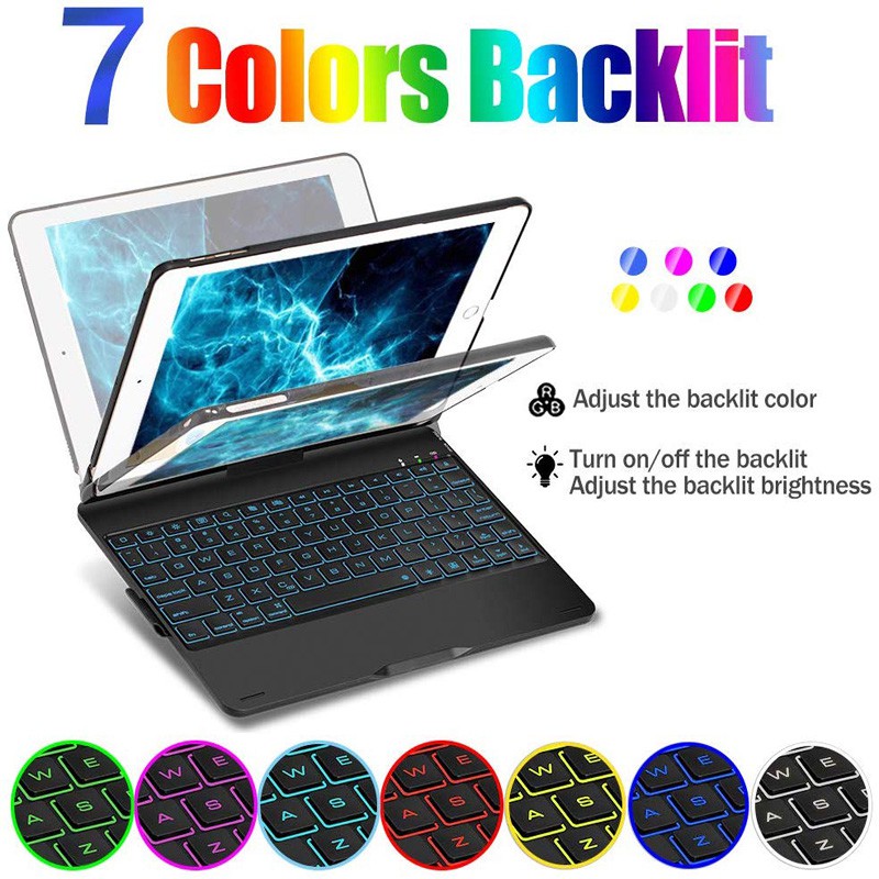 Bao Da Máy Tính Bảng Có Bàn Phím Xoay 360 Độ Cho iPad 9.7 10.2 5th 6th 7th 8th 9th generation gen 5 6 7 8 9 iPad air 1 2 3 4 pro 9.7 10.5 11 Ốp