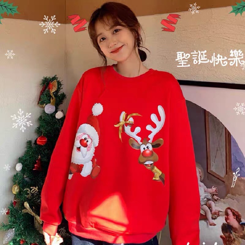 [order] hàng không có sẵn áo nỉ đôi con tuần lộc noel giáng sinh có lót trần bông