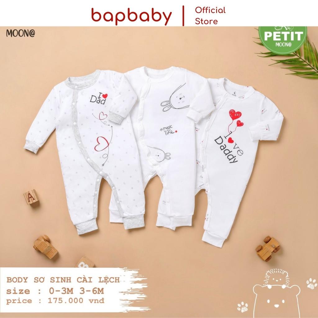 Body sơ sinh bé gái bé trai Moon chất vải petit mềm mịn size 0 6 tháng tuổi