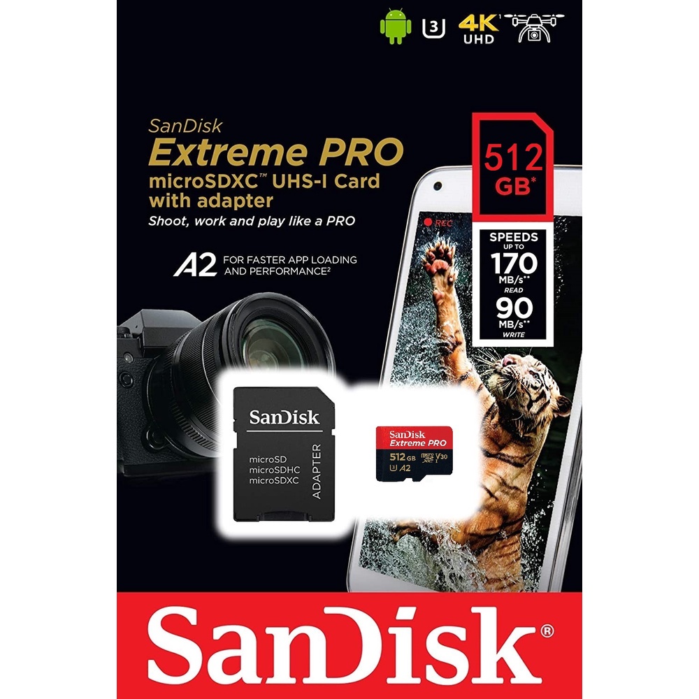 SANDISK Thẻ Nhớ Micro SD 64GB 512GB 256GB 128GB U3 V30 Cho MáY ẢNh