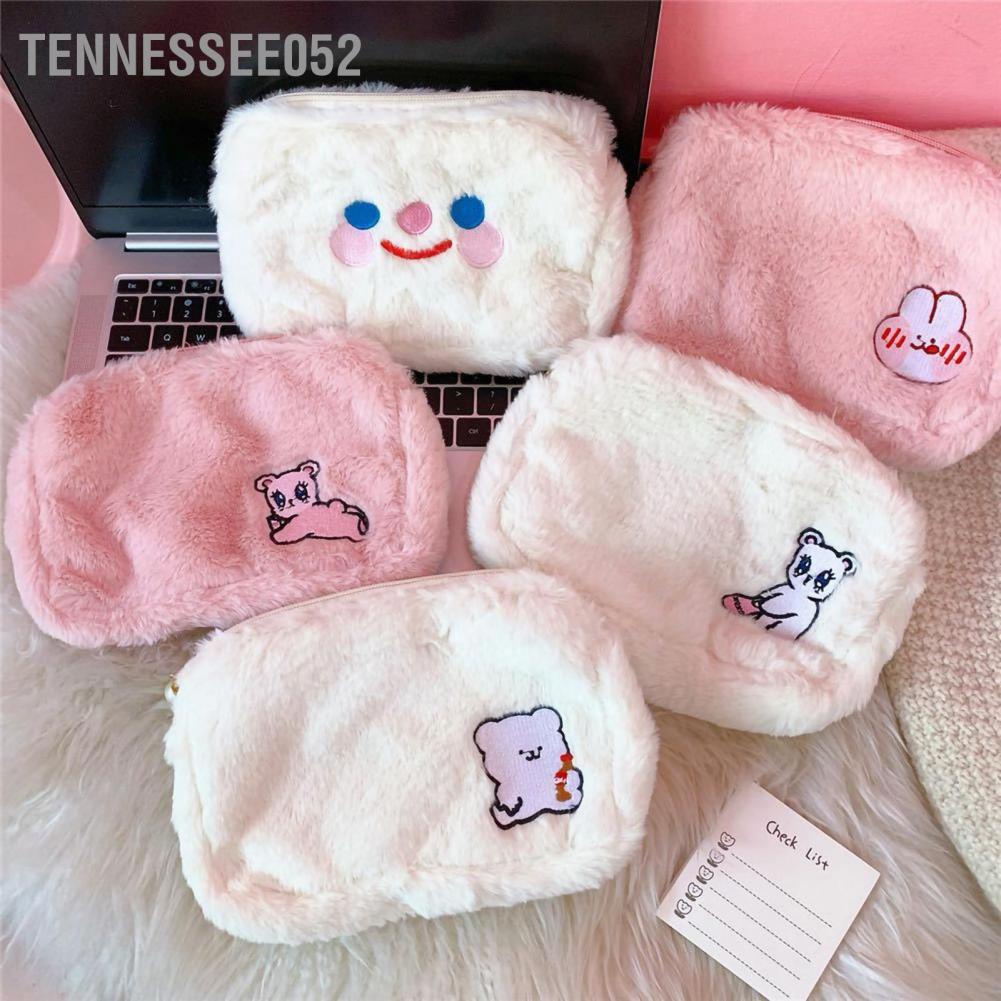 Tennessee052 Tennessee052 Túi trang điểm sang trọng Tổ chức mỹ phẩm Fluffy dễ thương Hộp đựng đồ vệ sinh di động có dây kéo cho bút chì du lịch