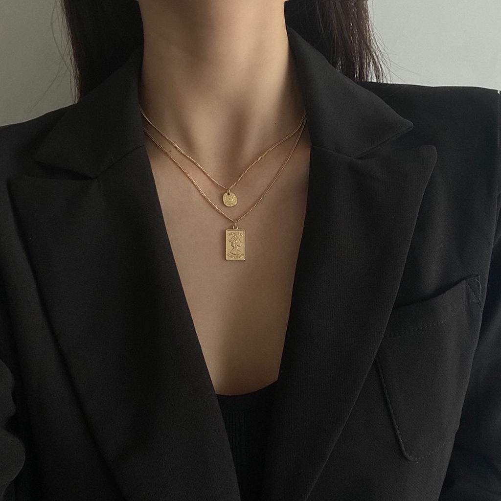 Vòng cổ nữ, dây chuyền nữ chocker 2 tầng phong cách cổ điển màu vàng gold Ivy.acc C4