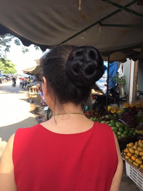 Tóc giả búi kẹp hoa  FREESHIP ❤️ tóc búi kẹp hoa trung niên