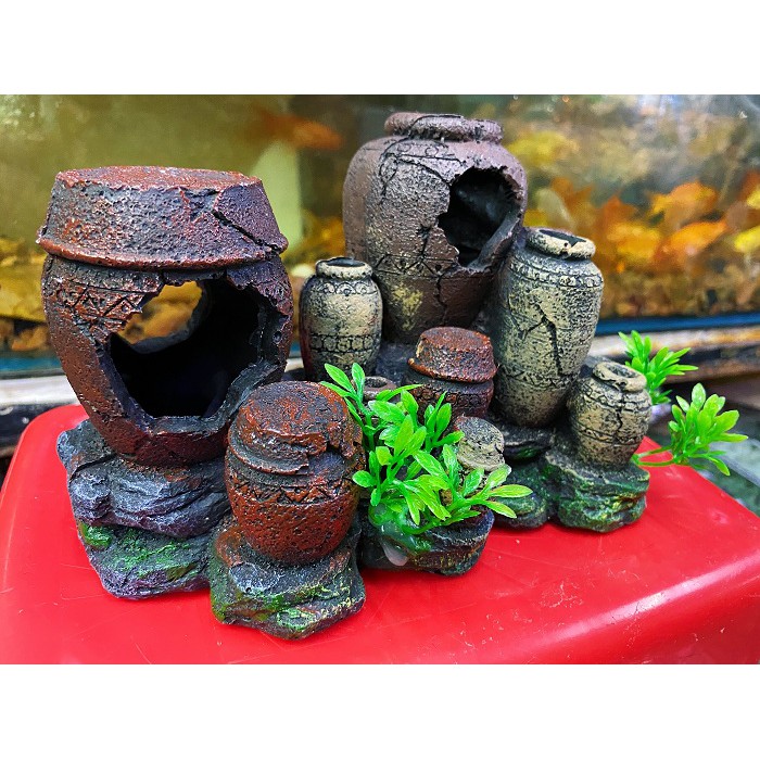 TIỂU CẢNH TRANG TRÍ HỒ CÁ NON BỘ 18X8X13CM