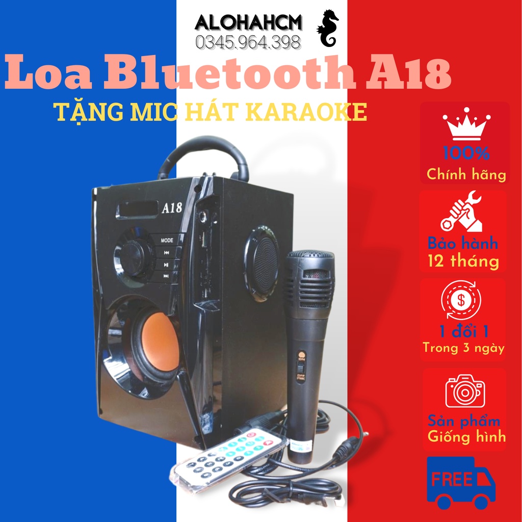 ✔️ Loa Karaoke Bluetooth Xách Tay A18 Chuyên Nghiệp, Âm Thanh Chất Lượng, Bass Trầm, Giá Siêu Rẻ [Bảo Hành 1 Đổi 1]
