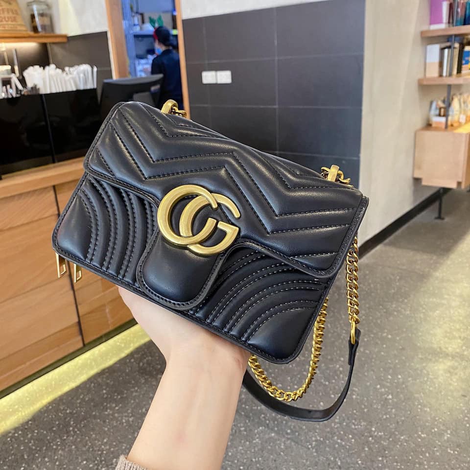 Túi CG 2 màu đen, be bản mới 2021 mã h47 DC.Fashion