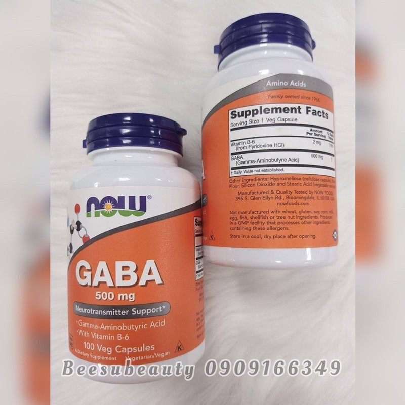 Now Food Gaba hỗ trợ chức năng thần kinh 500mg 100v