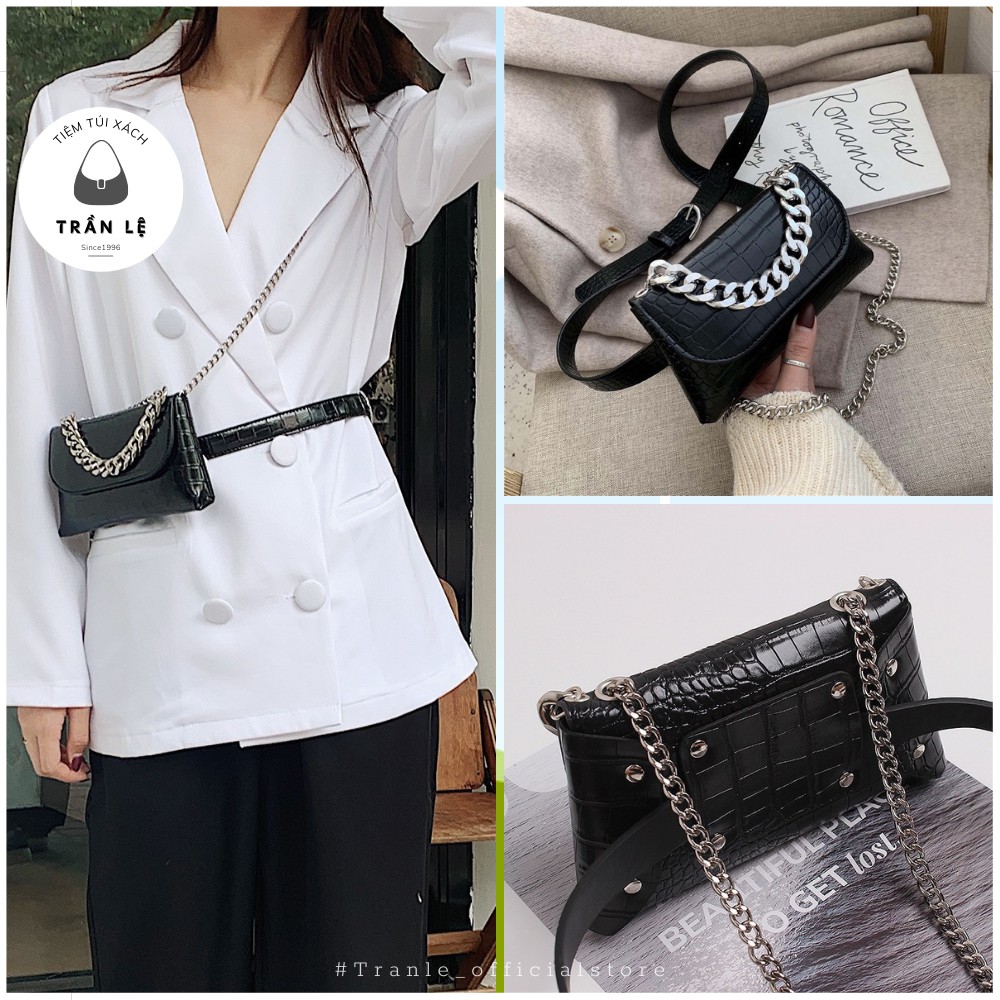 ( Hàng cao cấp ) Túi xách nữ mini dây xích đeo 4 kiểu cao cấp kèm dây lưng L7
