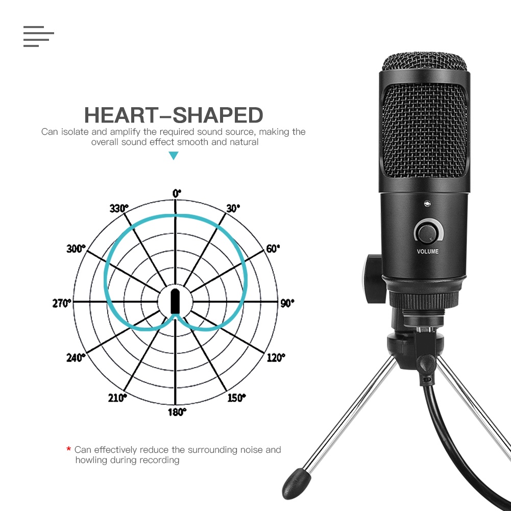 Micro điện dung kèm giá đỡ chuyên nghiệp dùng để thu âm hát karaoke làm podcast