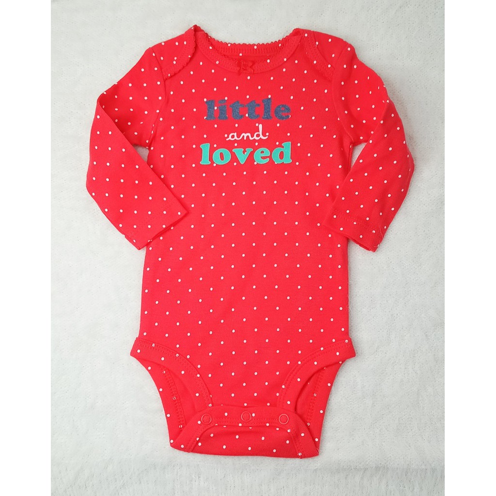 Bodysuit cho bé hãng Carter's dài tay đỏ chấm bi chất liệu cotton  từ 0-24 tháng ❤1H364810a