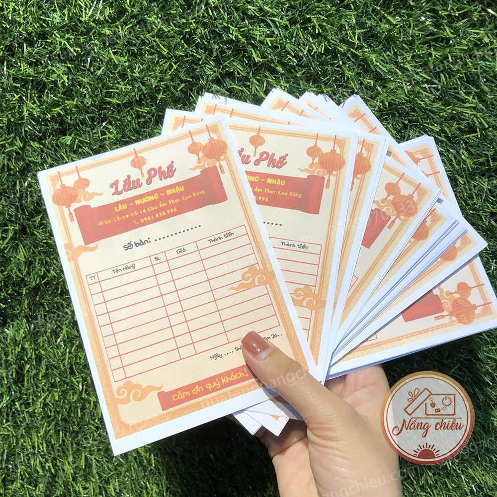 Hóa đơn bán hàng mini 1 liên siêu dễ thương - 1 combo gồm 50 tờ - Thiết kế và in tên shop theo yêu cầu