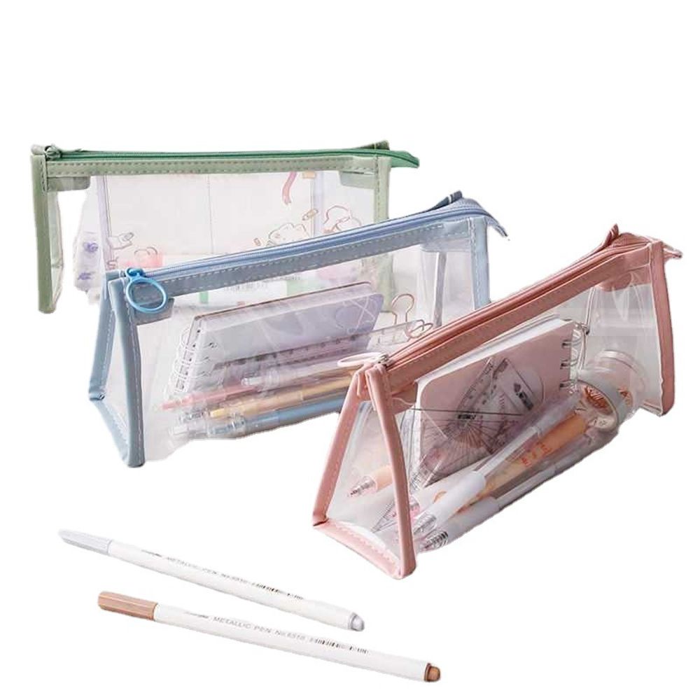 Túi Đựng Bút/Văn Phòng Phẩm Trong Suốt Sức Chứa Lớn Nhiều Màu Phong Cách Hàn Quốc