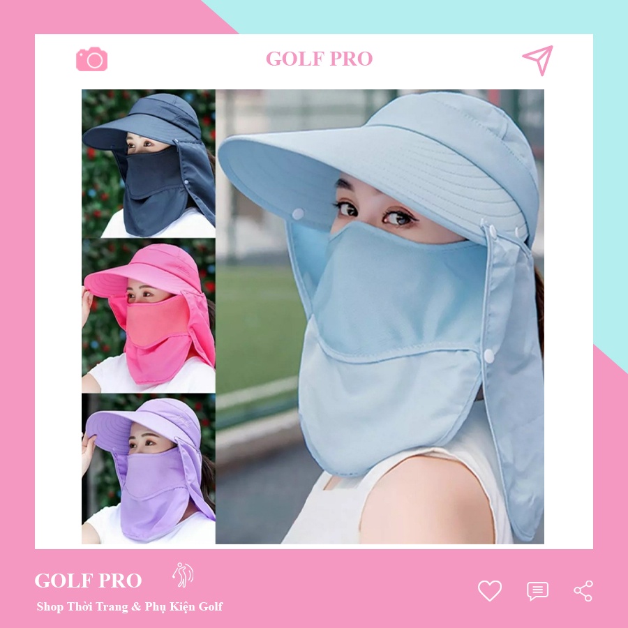 Mũ nón chơi golf nữ chống nắng thoáng khí kèm khẩu trang GOLF PRO MN008