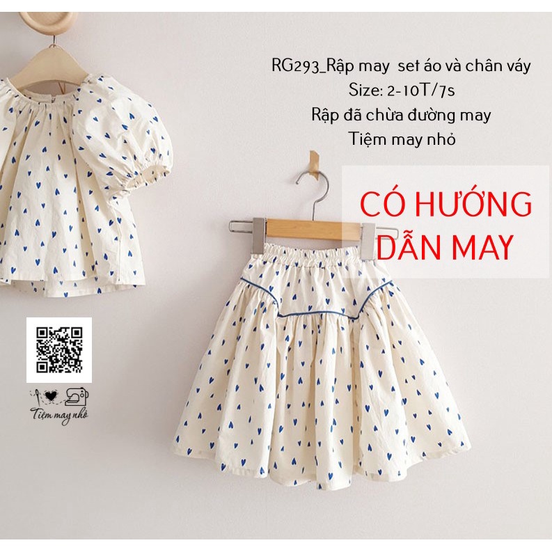 RG293_Rập giấy may set áo kèm chân váy bé gái