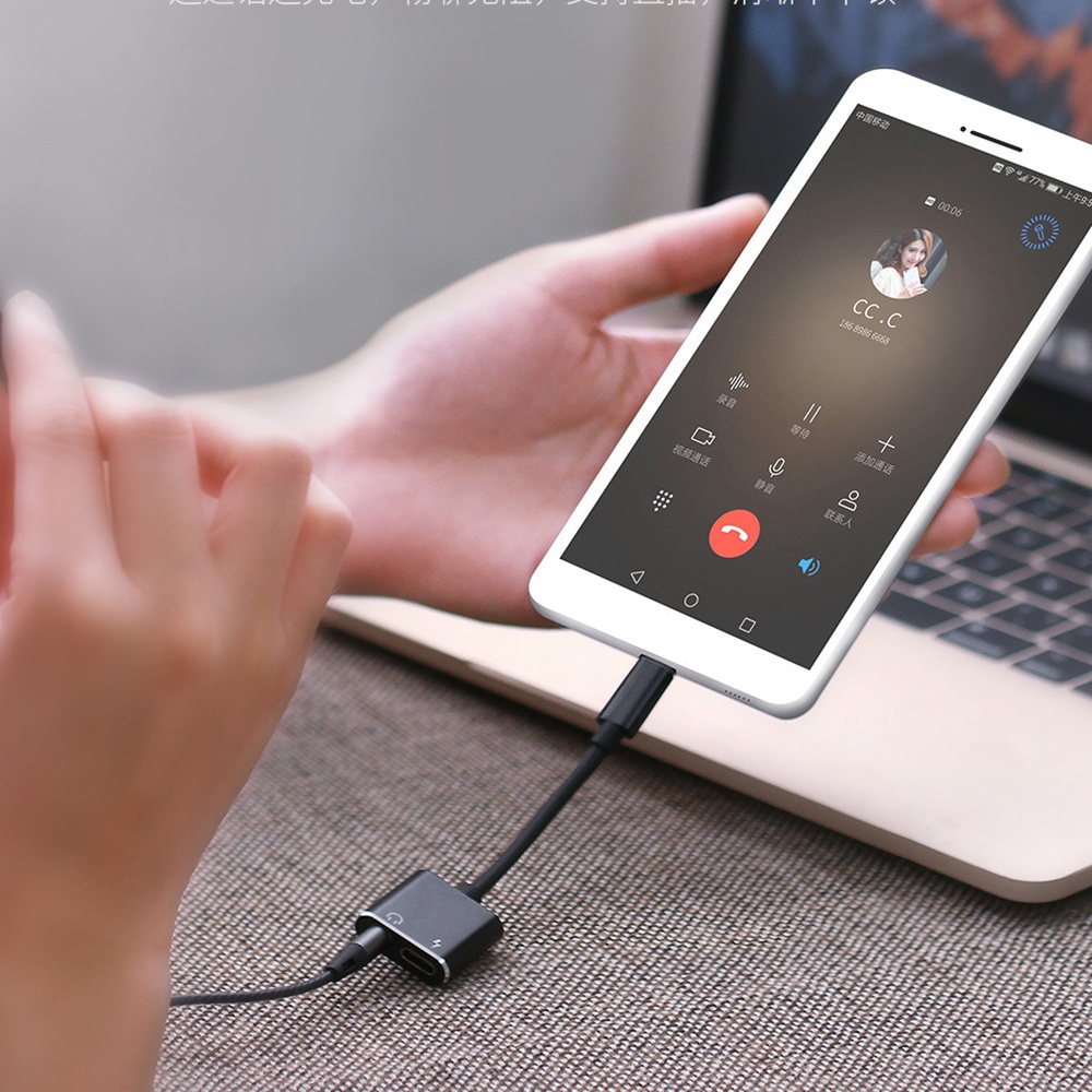Đầu Chia Cổng Âm Thanh Type C Sang Cổng 3.5mm 2 Trong 1 Cho Tai Nghe Huawei Xiaomi