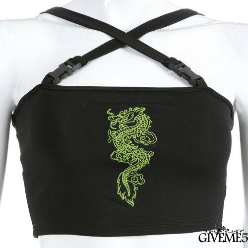 Áo Lửng Hai Dây Thêu Họa Tiết Con Rồng Phong Cách Trung Hoa Quyến Rũ Dành Cho Nữ