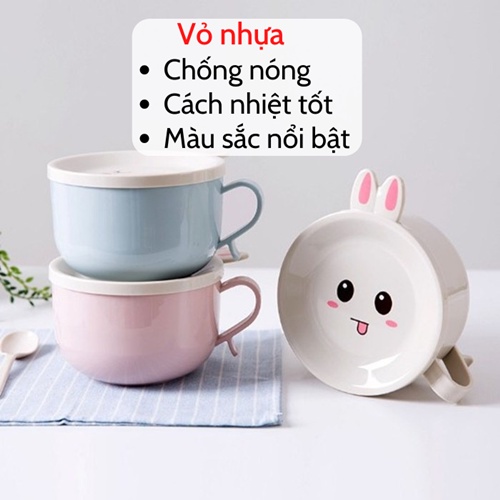 [Tặng kèm thìa] Bát ăn mì 🥗 Tô úp mì inox 2 lớp có nắp chống nóng cao cấp bát ăn cho bé nắp hình thú dễ thương