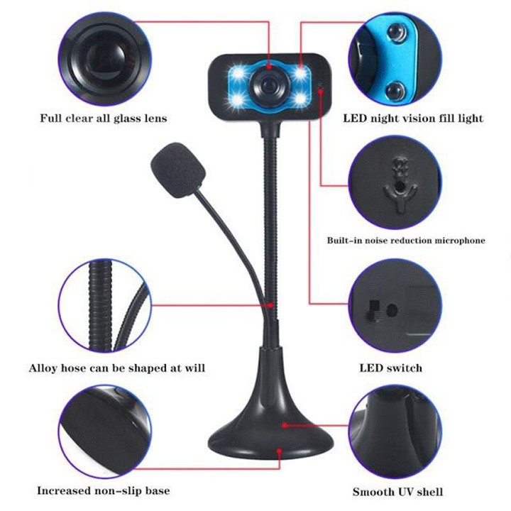 [Siêu Rẻ BH 12 Tháng] Webcam bàn 720p HD kèm mic- Siêu nét đàm thoại dạy học và học trực tuyến