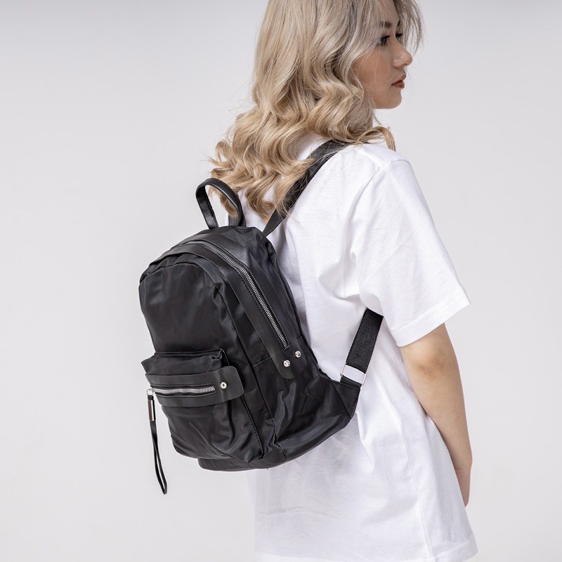 Balo vải nữ, size nhỏ đựng vừa Lap13inch và A4, chất vải dù đáp da chống thấm nước, dễ dàng vệ sinh khi bị bẩn -novstore