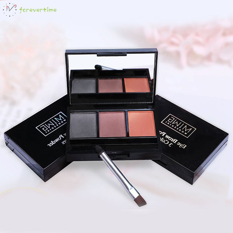 #Trang điểm# 3 Colors Eyebrow Powder Palette Waterproof Long Lasting Eyebrow Shadows with Brush Mirror Box