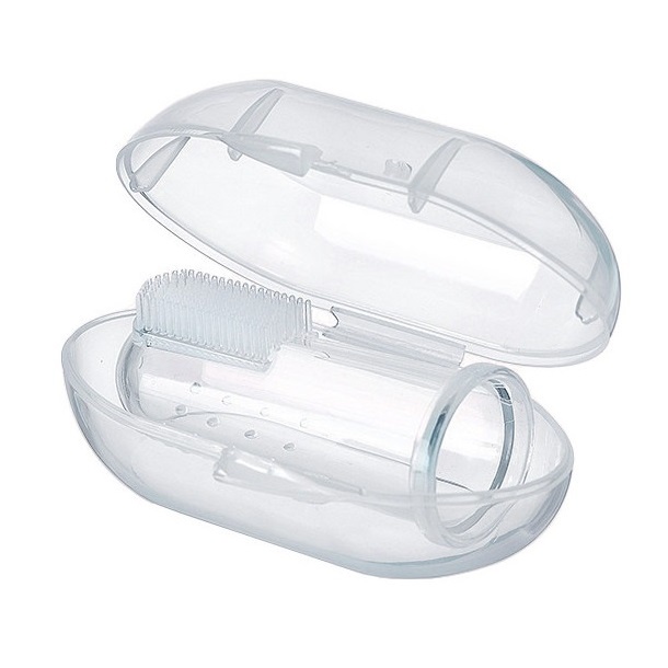 Rơ lưỡi silicon, bàn chải xỏ ngón silicon siêu mềm cho bé - Rơ lưỡi có hộp đựng giữ vệ sinh