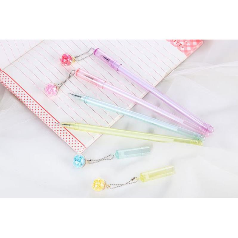 Bút Gel Nước Mực Đen Quả Cầu Nhũ Lấp Lánh H70