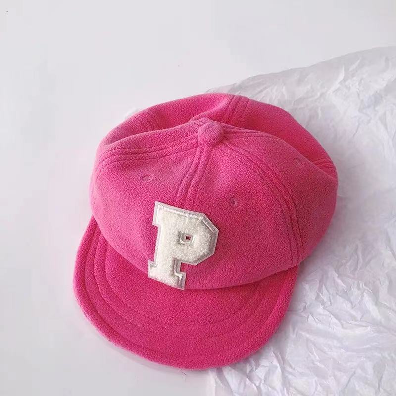 Mũ Lưỡi Trai Che Nắng Vải Lông Cừu Mềm Màu Kẹo In Chữ P Thời Trang Hàn Quốc Xinh Xắn Cho Bé