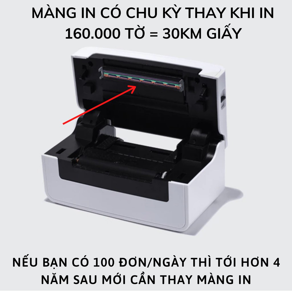 Máy in nhiệt Shoptida SP46 in đơn hàng, phiếu gửi, minicode, logo tự dán, máy in đơn hàng tự dán BH 12 tháng