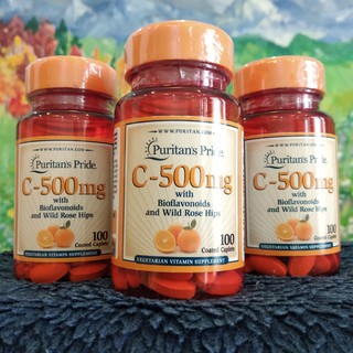 Vitamin C 500mg 100 viên với phức hợp Citrus Bioflavonoid&chiết xuất quả tầm xuân Puritan’s Pride