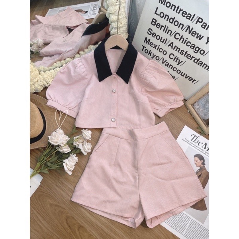 PINKY TWEED SET | Set Áo Quần Gấm Nổi Hồng Cúc Ngọc