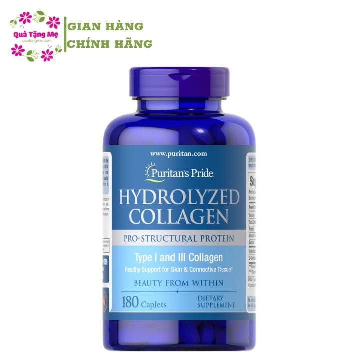 Collagen thủy phân trắng da, mờ nám Hydrolyzed 1000mg Puritan's Pride 180 viên