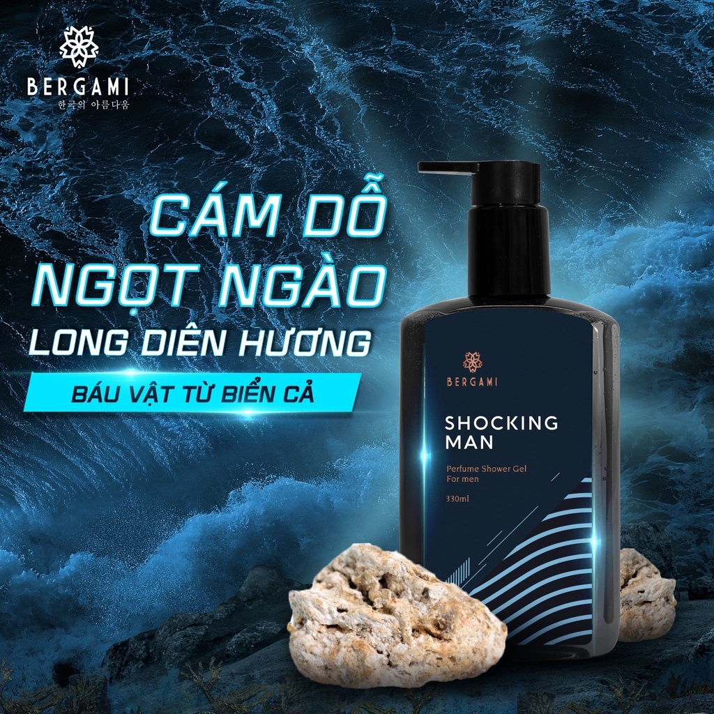 Hộp quà tặng Nam giới Bergami, Sữa tắm &amp; Dầu gội hương nước hoa 330ml &amp; Dung dịch vệ sinh Nam 130ml &amp; Sữa rửa mặt 100ml