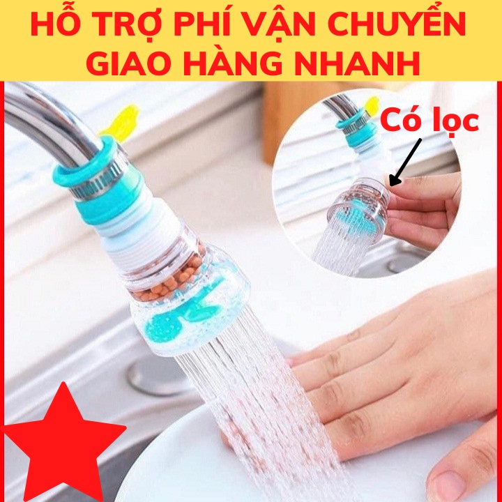 Đầu nối vòi rửa chén bát tăng áp gắn kéo dài kèm lọc hoa sen thông minh xoay 360 độ tiết kiệm nước