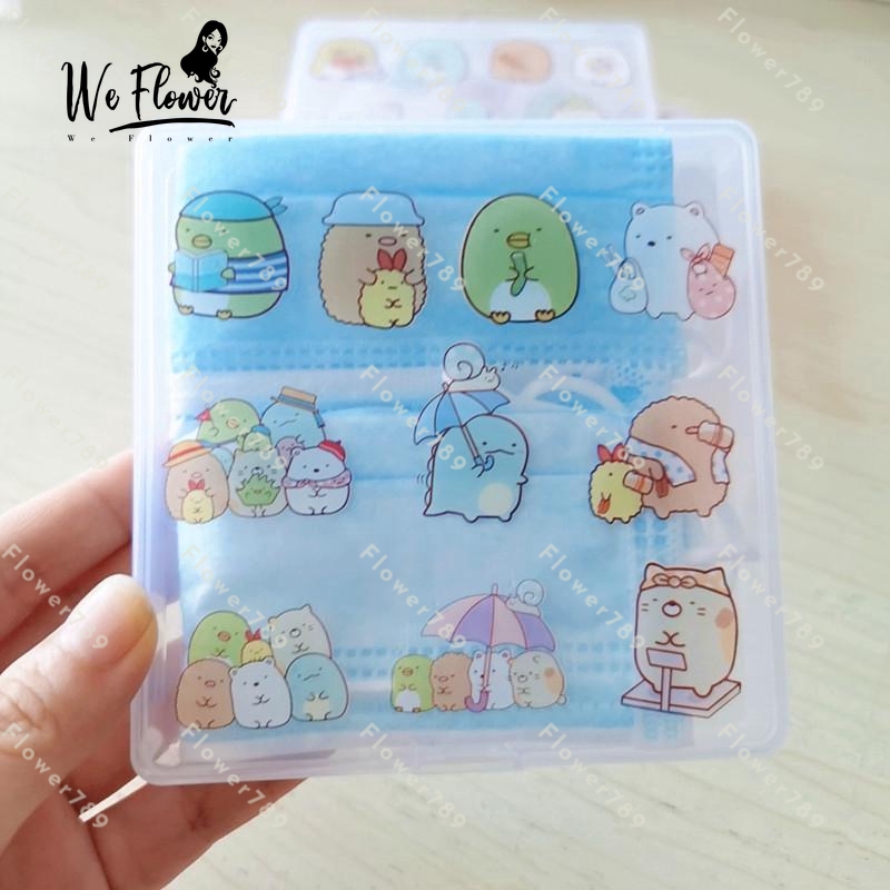 Hộp Nhựa Trong Suốt Đựng Khẩu Trang Chống Bụi Họa Tiết Hoạt Hình Dễ Thương