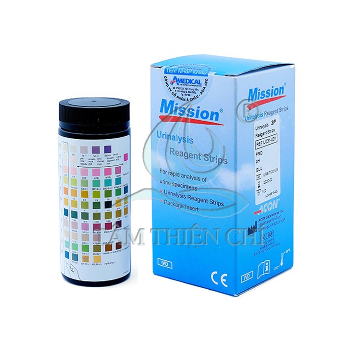 Que thử nước tiểu ACON Mission 3 thông số (Glu/pH/Pro) hộp 100 test