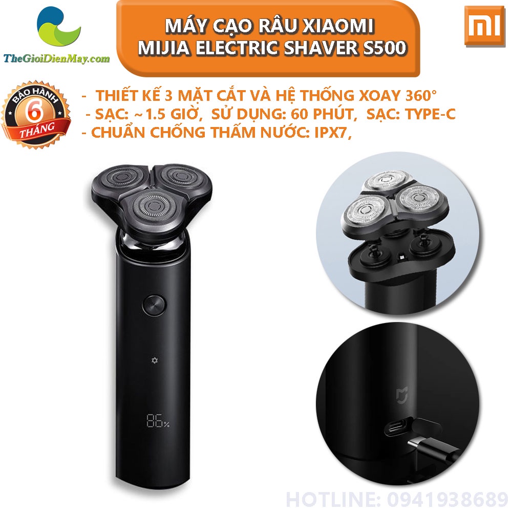 Máy cạo râu Xiaomi Electric Shaver Mijia S500 3 đầu - Bảo hành 3 tháng