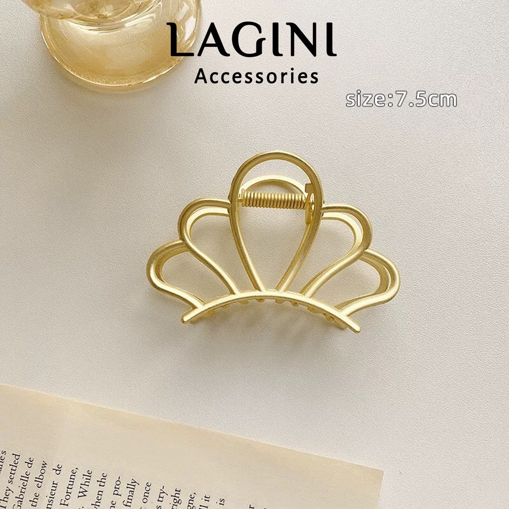 Kẹp tóc kim loại kẹp càng cua Hàn Quốc Lagini đơn giản cỡ vừa dành cho nữ KT10