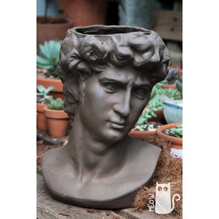 Chậu đất nung tượng David đen | Chậu Hy Lạp trồng cây, sen đá, xương rồng để