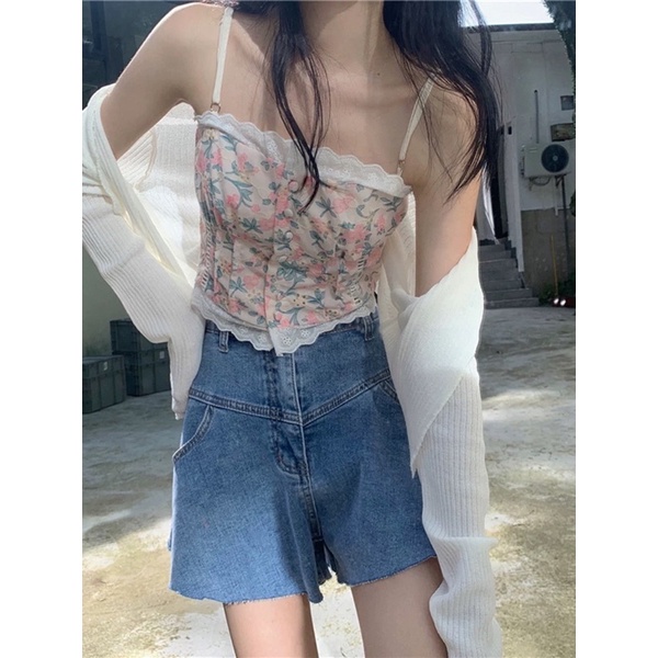 Áo hai dây phụ nữ thiết kế sang chảnh kết hợp áo cardigan