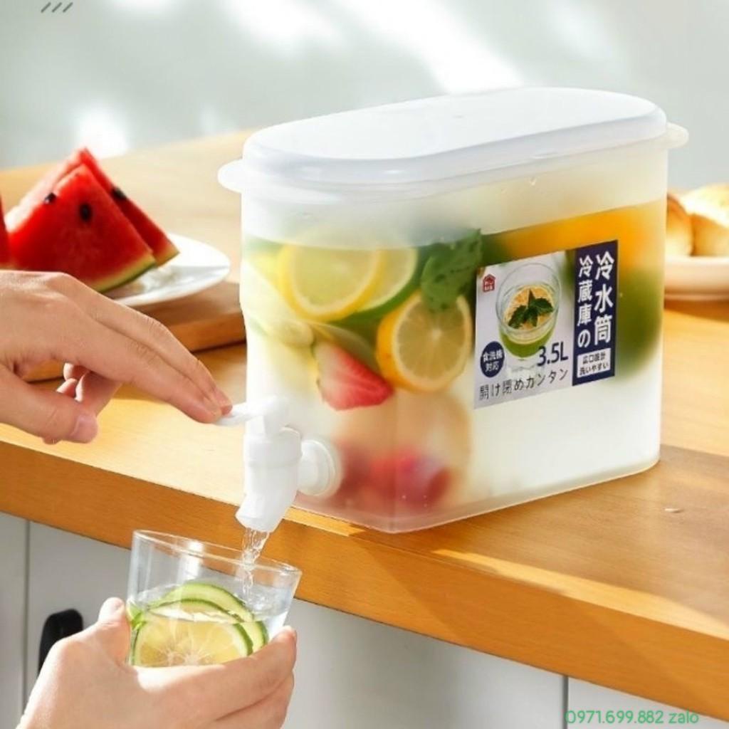 Bình Đựng Nước Có Vòi 3.5L Để Tủ Lạnh, Nhựa PP An Toàn, Dễ Dàng Tháo Lắp Lau Rửa