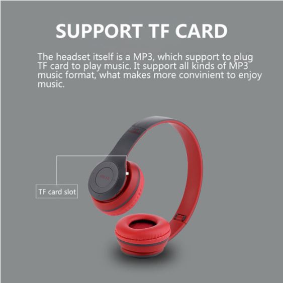 Tai Nghe Headphone Bluetooth chụp tai không dây P47, Âm Thanh Cực Đỉnh, Học Online-Gaming ( Có Khe Cắm Thẻ Nhớ)/Munshop