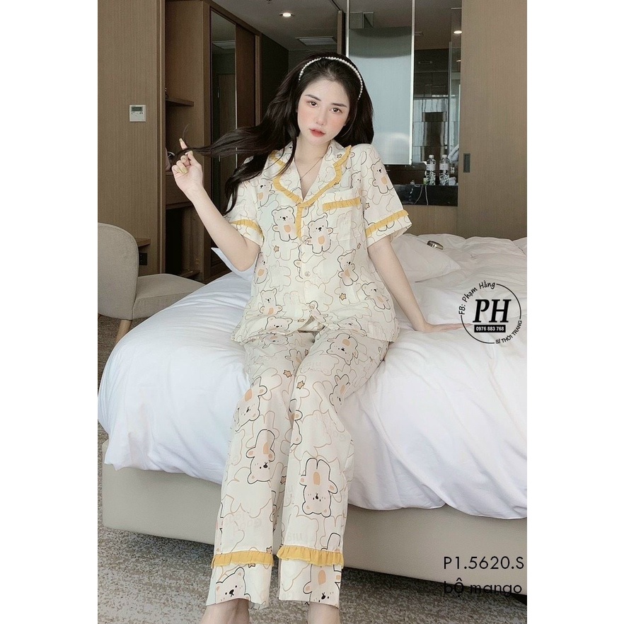 Bộ pijama Tiểu thư . bộ lụa mặc nhà  tay cộc lụa mềm mịn sang chảnh
