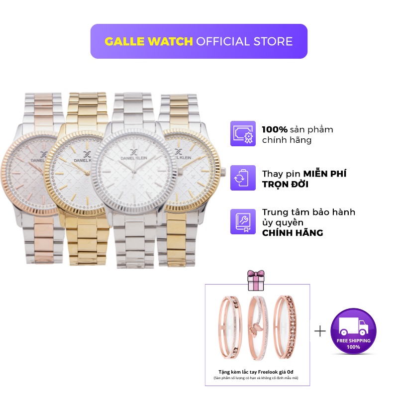 Đồng hồ nữ Daniel Klein Watch DK.1.12540 mặt nhỏ đính đá, kính cứng chống xước, chống nước, dây thép đeo tay cao cấp